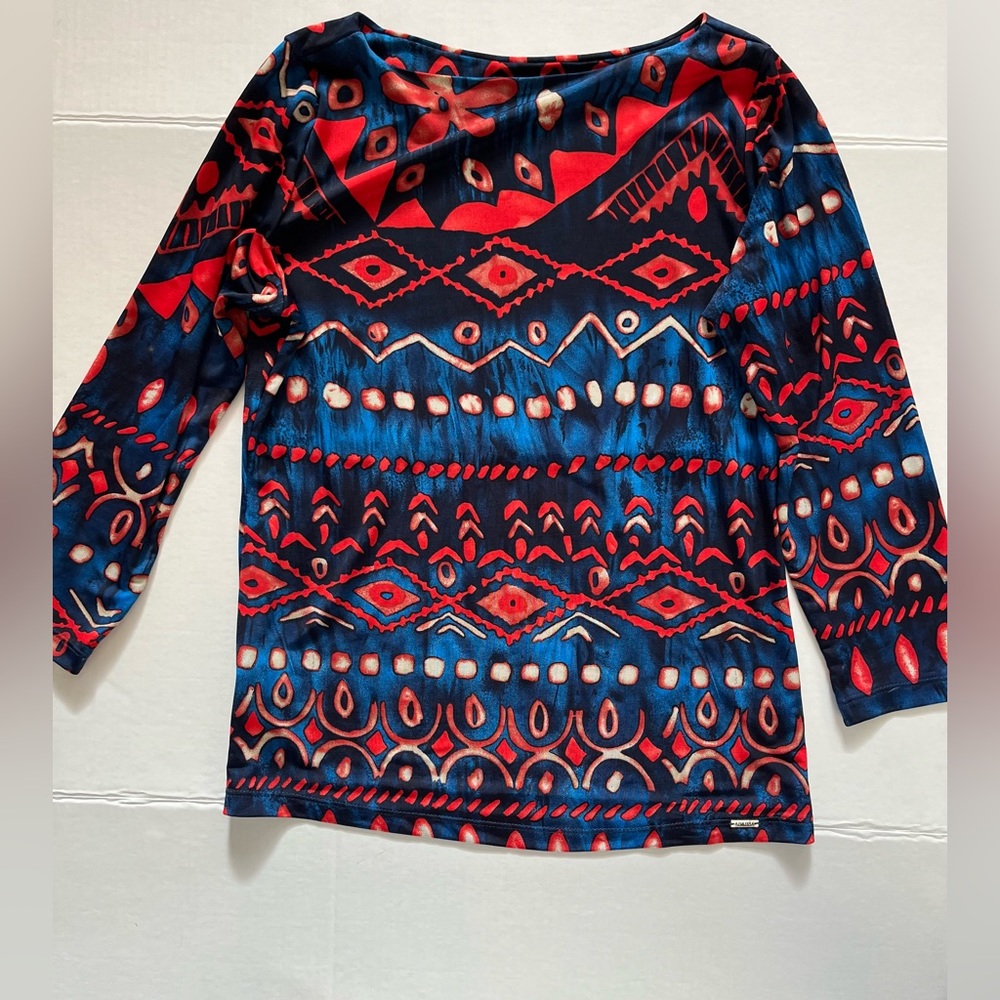 Printed top with 3/4 length sleeve, Sz L
